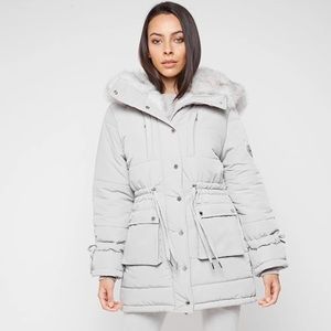 Gray Fur Longline Coat